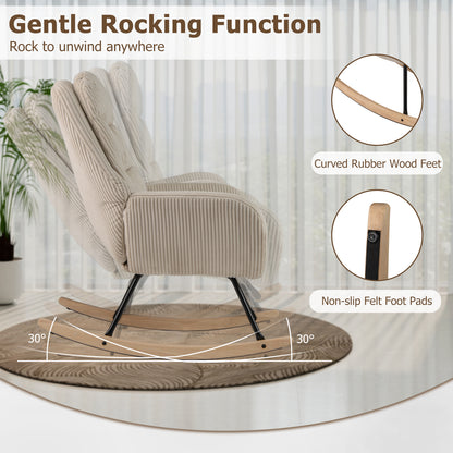 Upholstered Nursery Glider Rocking Chair, Beige Chairs at Gallery Canada