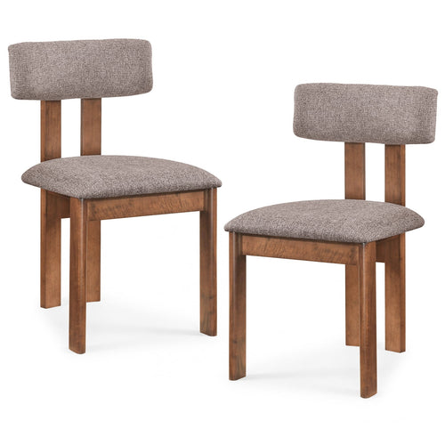 Upholstered Rubber Wood Dining Chairs, Set of 2, Walnut