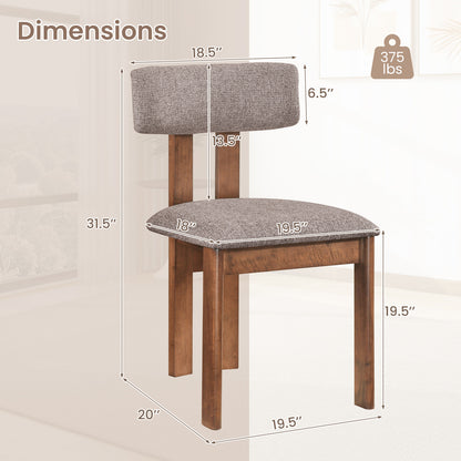 Upholstered Rubber Wood Dining Chairs, Set of 4, Curved Backrest, Walnut Dining Chairs at Gallery Canada
