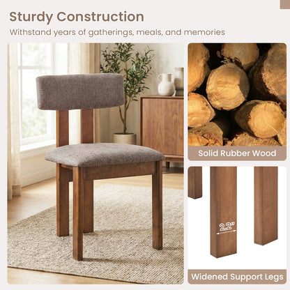Upholstered Rubber Wood Dining Chairs, Set of 4, Curved Backrest, Walnut Dining Chairs at Gallery Canada