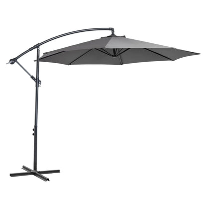 9.7ft Offset Patio Umbrella, Crank Handle, 8 Ribs, Cross Base, Cream Offset Cantilever Umbrellas Grey at Gallery Canada