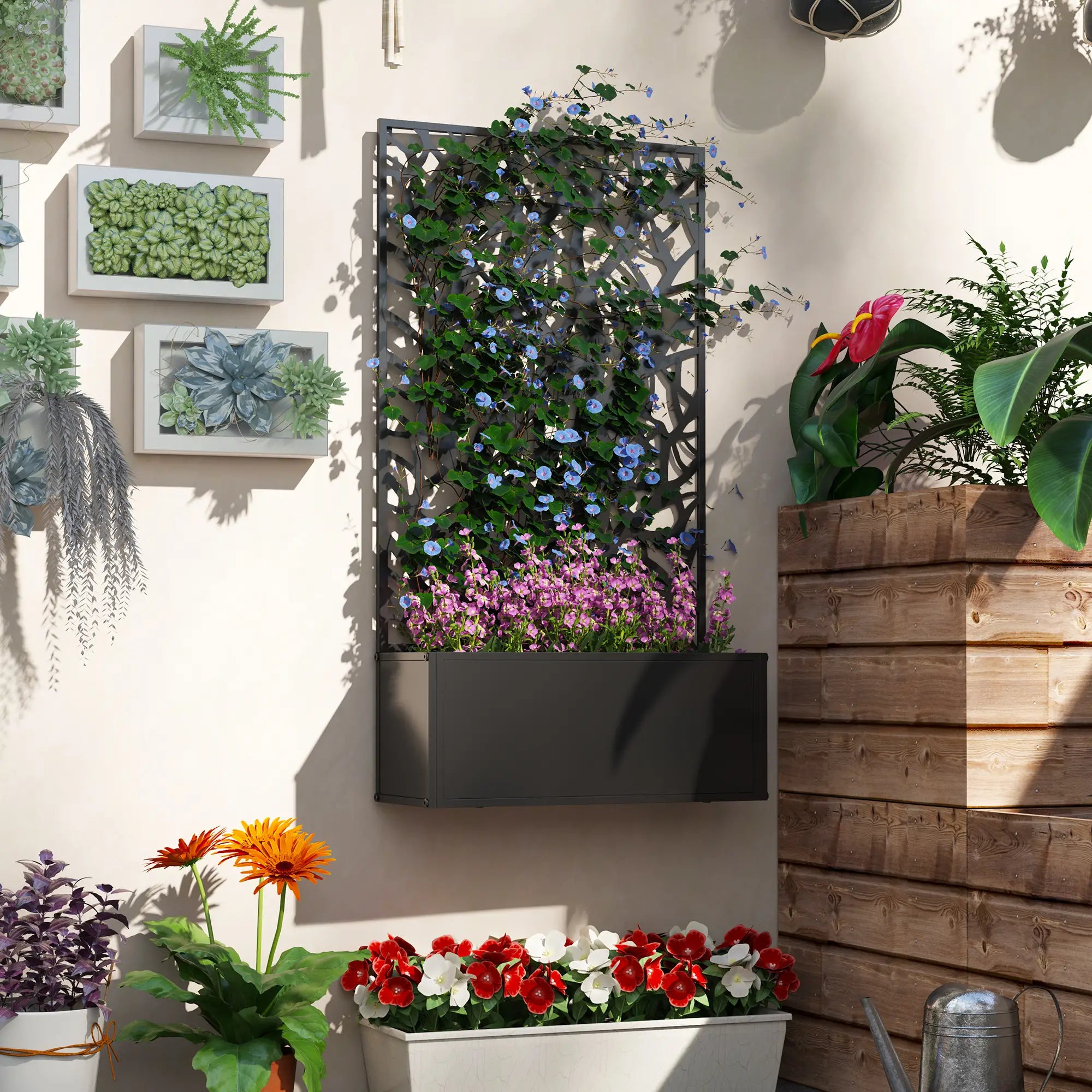 Metal Raised Garden Bed With Privacy Panel, Outdoor Planter Box, Patio Raised Garden Beds at Gallery Canada