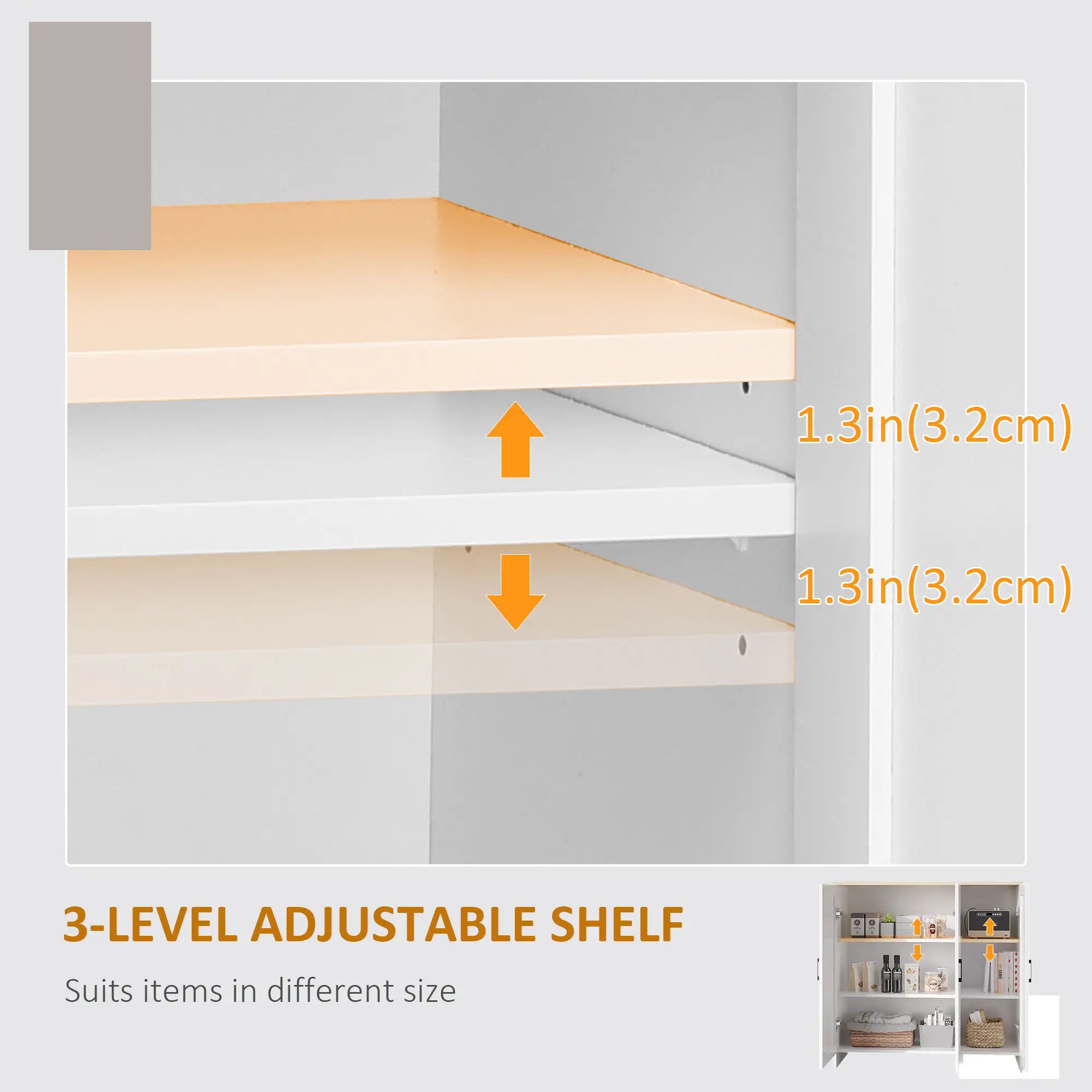 Modern Sideboard Buffet Cabinet, 3 Doors Adjustable Shelves, White Bar Cabinets at Gallery Canada