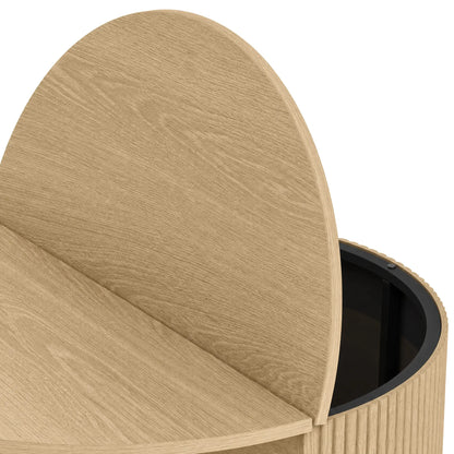 31.5" Round Coffee Table, Storage, Sliding Door, Natural Coffee Tables at Gallery Canada
