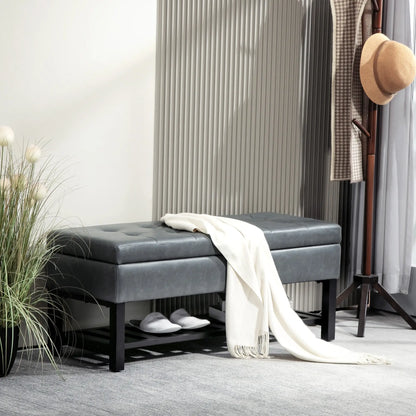 44 PU Leather Tufted Ottoman, Shoe Bench, Storage Chest, Grey Shoe Storage Cabinets & Racks at Gallery Canada
