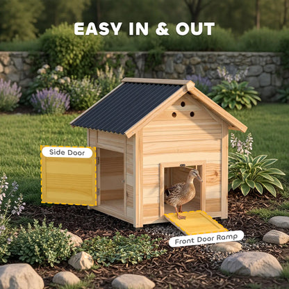 Wooden Duck Coop With Openable Roof, Double Doors, Natural Wood Chicken Coops at Gallery Canada