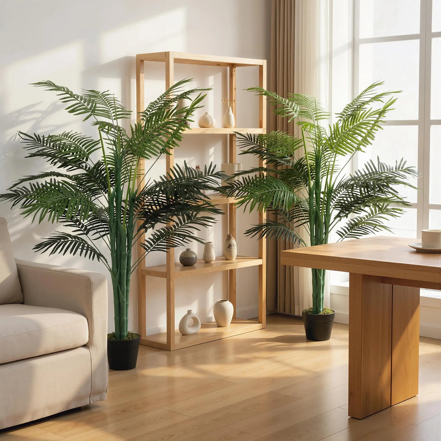 5FT Artificial Palm Tree Set, Fake Tropical Plant In Pot, Green Artificial Trees at Gallery Canada