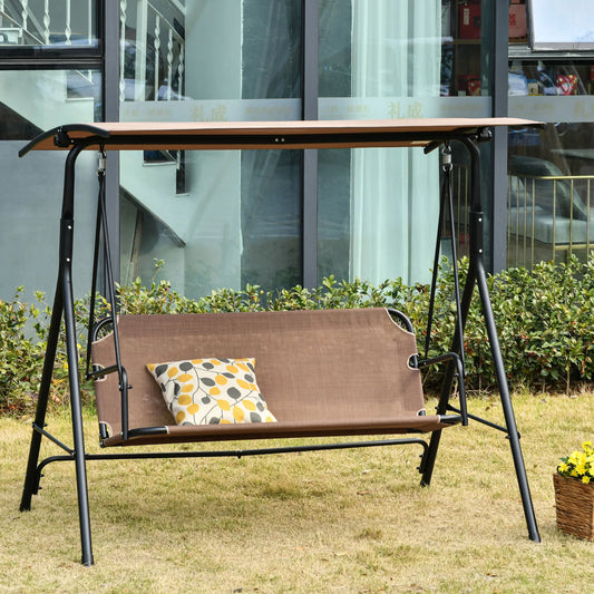 2-Person Porch Swing Chair With Canopy, Brown Patio Swings with Stand Brown, Black at Gallery Canada