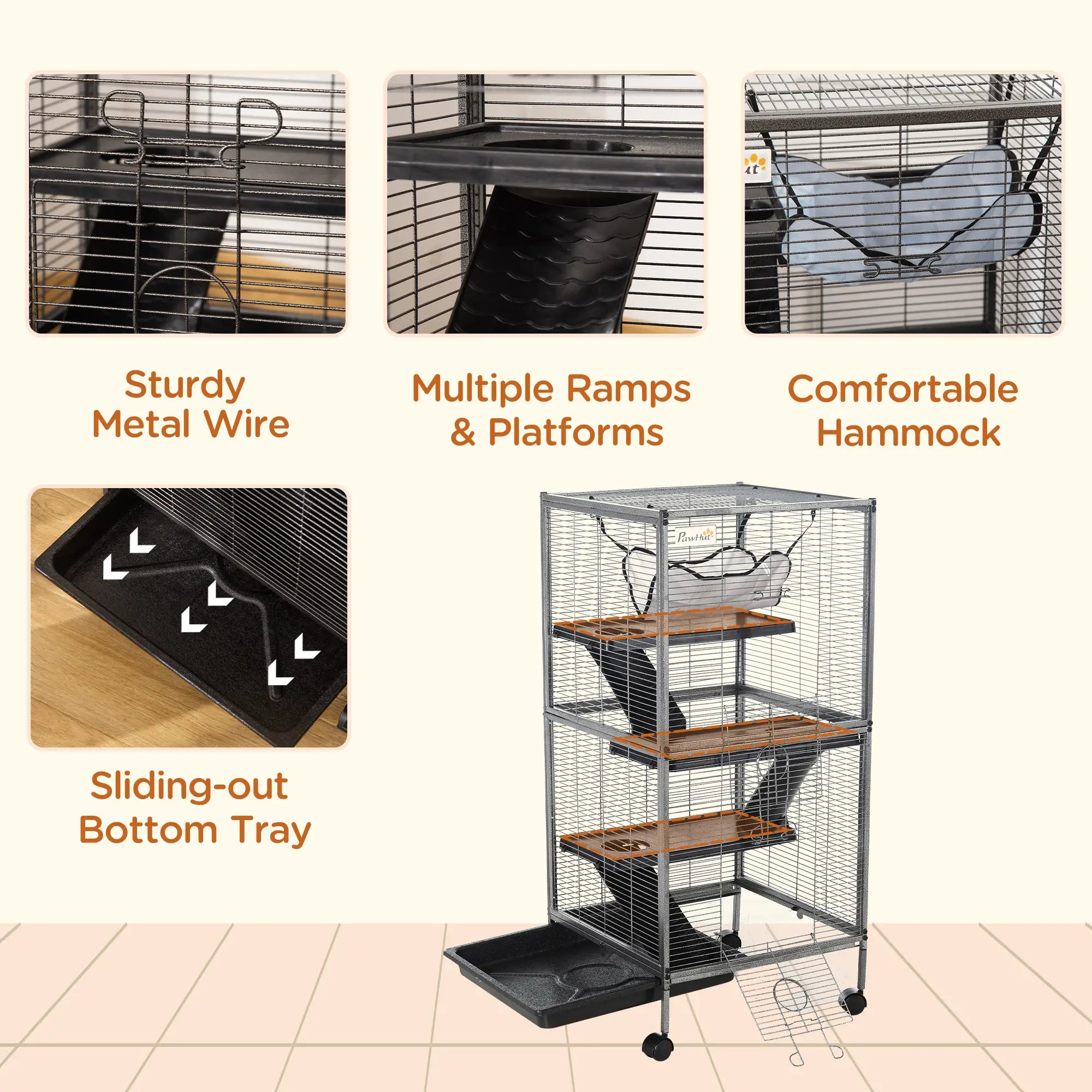 4-Tier Rolling Small Animal Cage, Guinea Pig, Ferret, Chinchilla, Rabbit Houses & Habitats at Gallery Canada