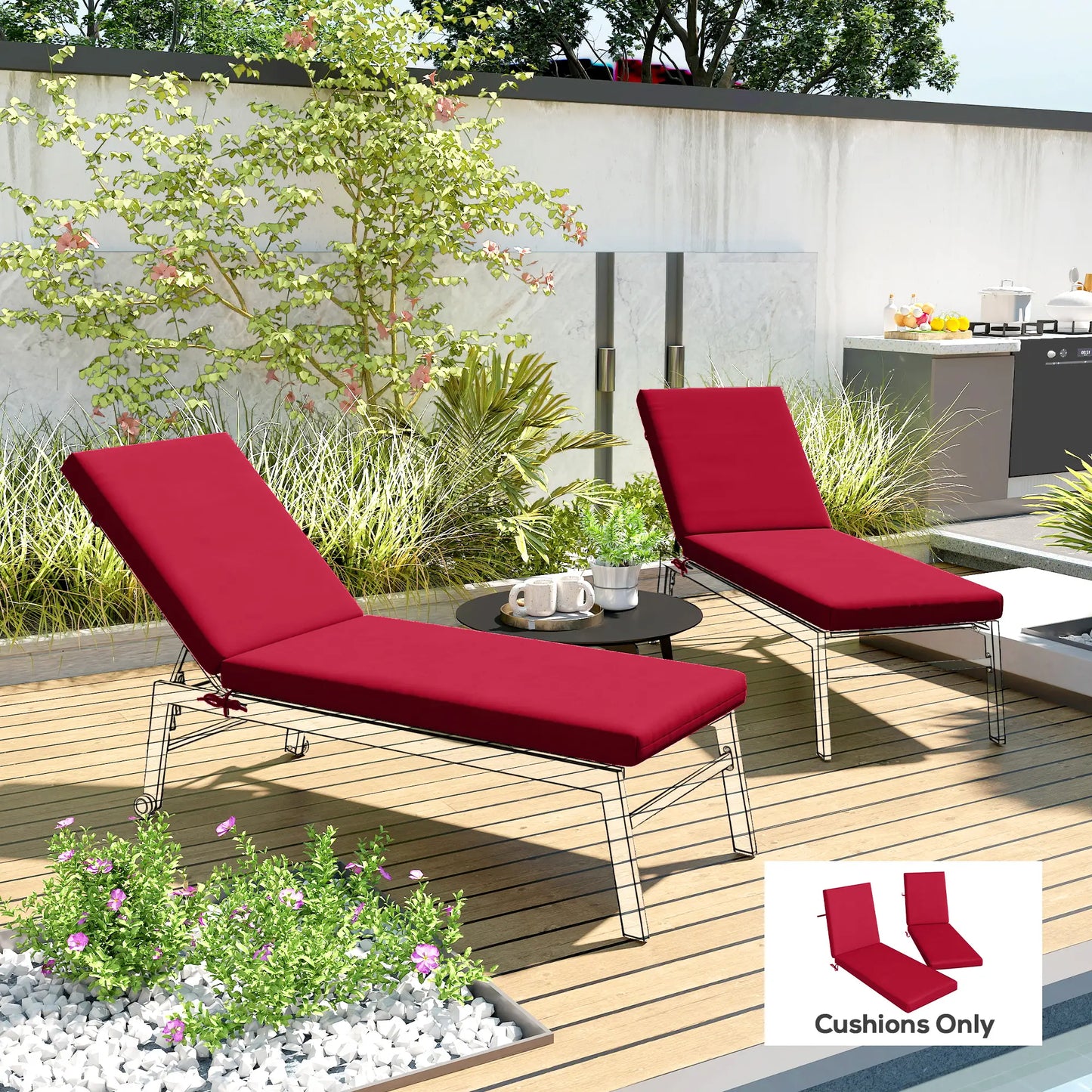 Patio Chair Cushion Set, 2-Piece, With Ties, Wine Red Patio Chair Cushions at Gallery Canada