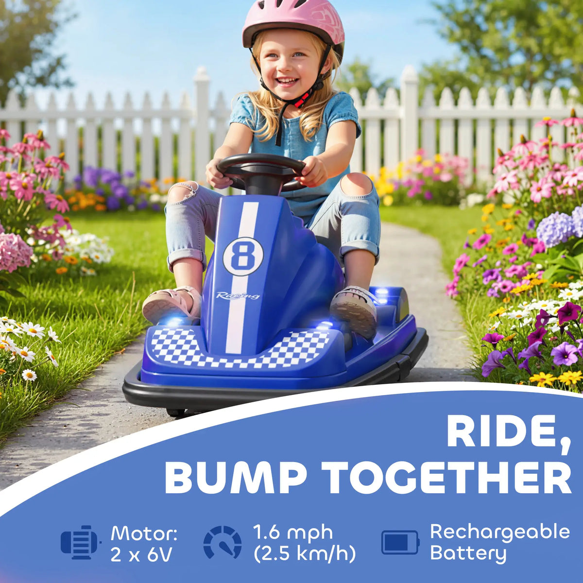 6V Bumper Car for Kids, 360 Degree Spin, Dual Motors, Music, Blue Electric Toy Cars at Gallery Canada