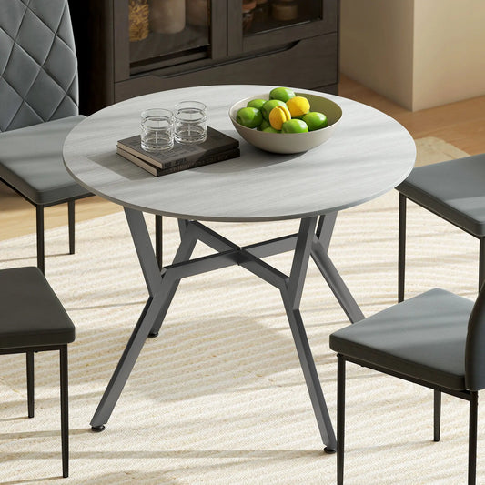 35" Round Dining Table, Steel Frame, Small Kitchen Table, Grey