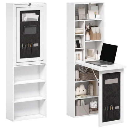 Fold-out Computer Desk, Storage Shelves, Wall Mount, White Computer Desks Multi Colour at Gallery Canada
