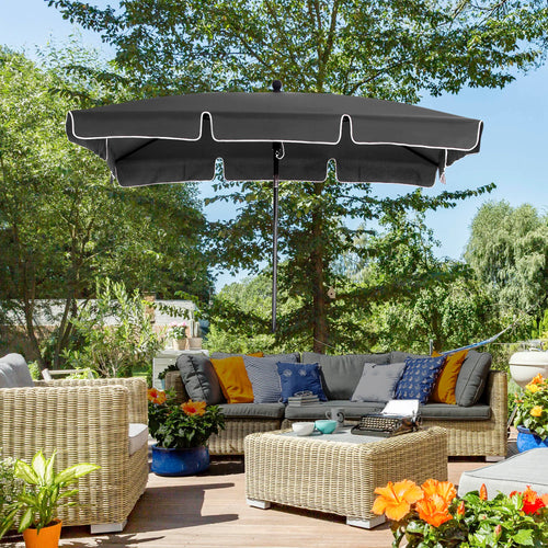 6.5x4ft Rectangle Patio Umbrella, Aluminum Tilt Adjustable, Grey