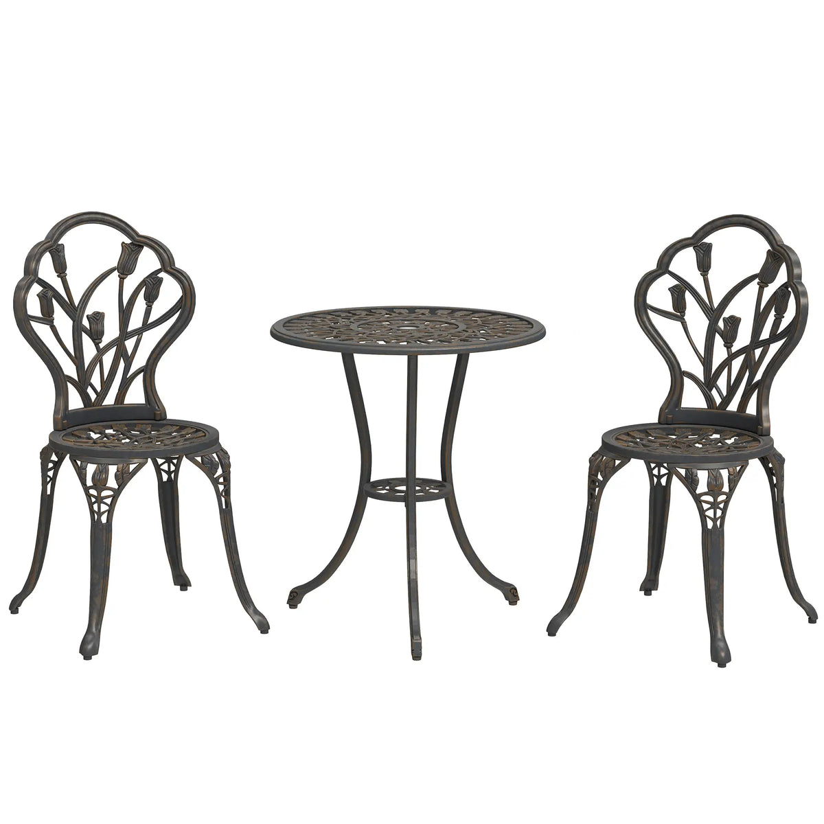3PCs Patio Bistro Set, Cast Aluminum Table and Chairs, Bronze Bistro Sets Bronze at Gallery Canada