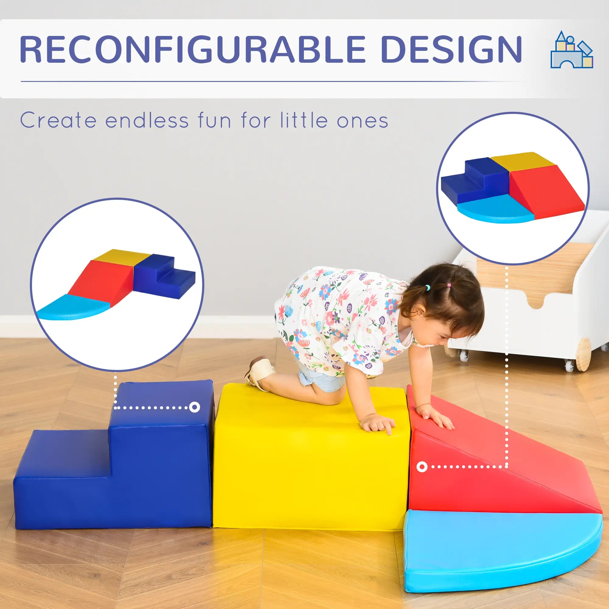 Foam Play Set, Toddler Nugget 4 Pieces, Lightweight Climbing Crawling Sliding Baby Gym & Playmats at Gallery Canada