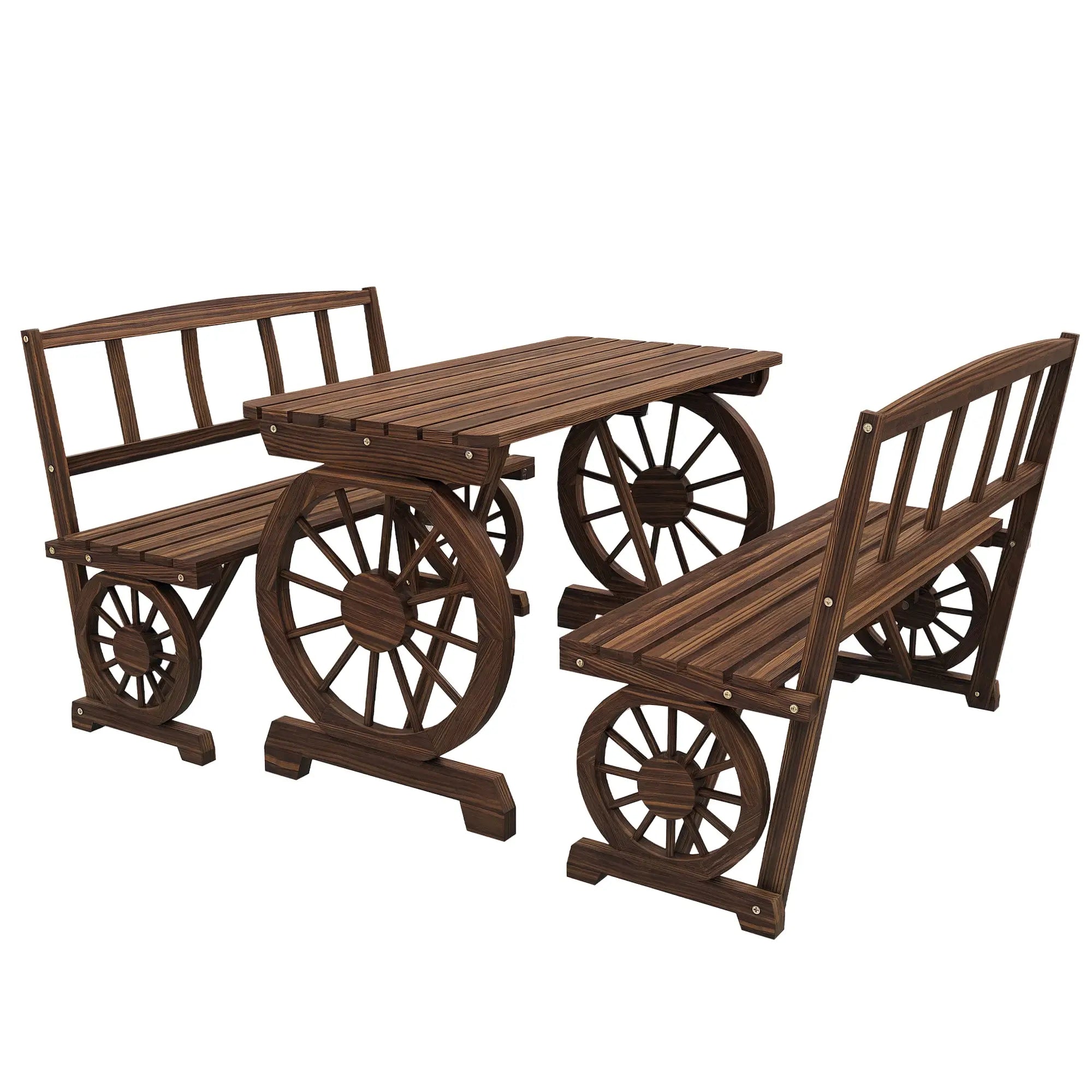 Wooden 3-Pc Carriage Patio Set With Chairs, Carbonized Bistro Sets at Gallery Canada