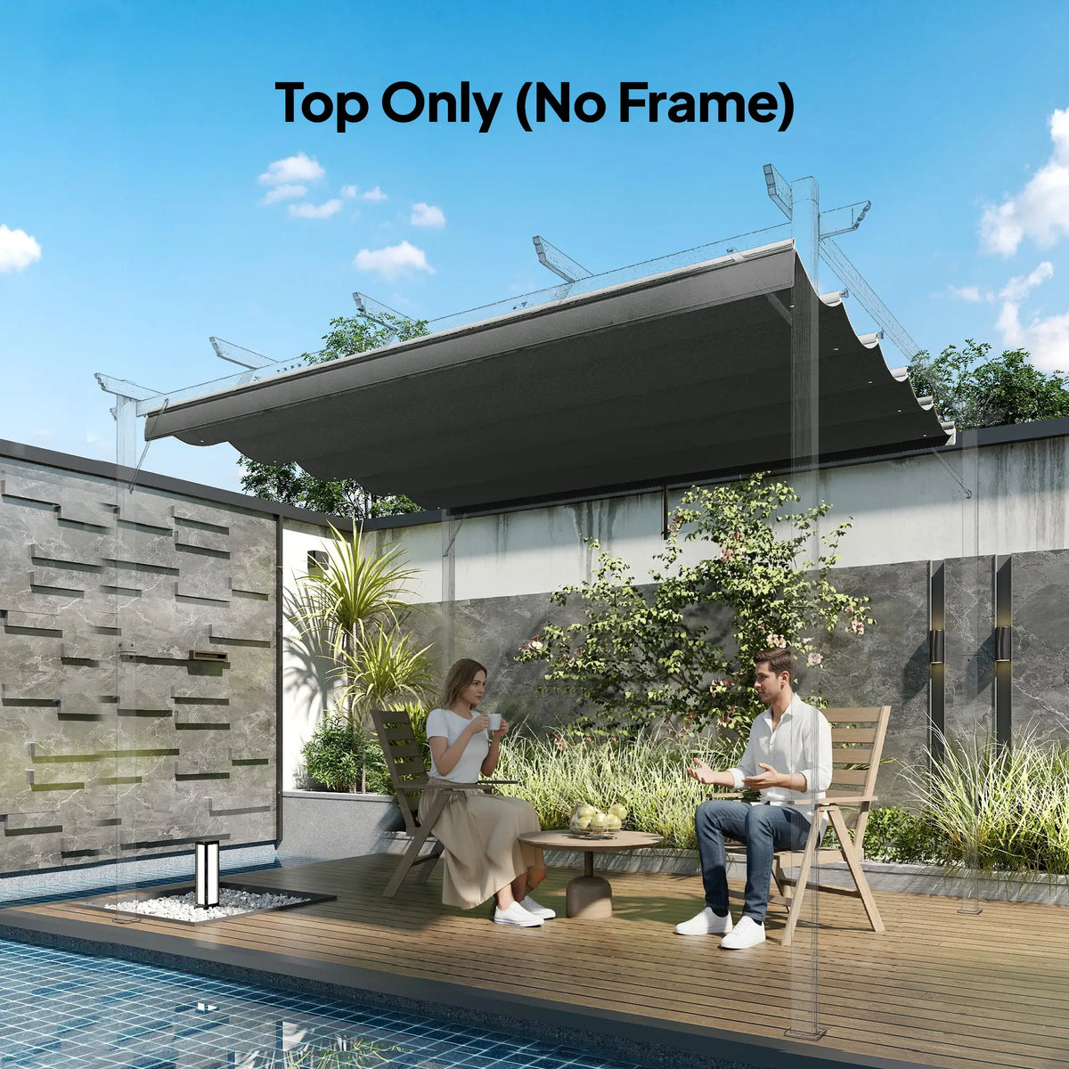 Retractable Pergola Canopy Replacement, 10' x 10', Dark Grey Gazebo Canopy Replacement at Gallery Canada