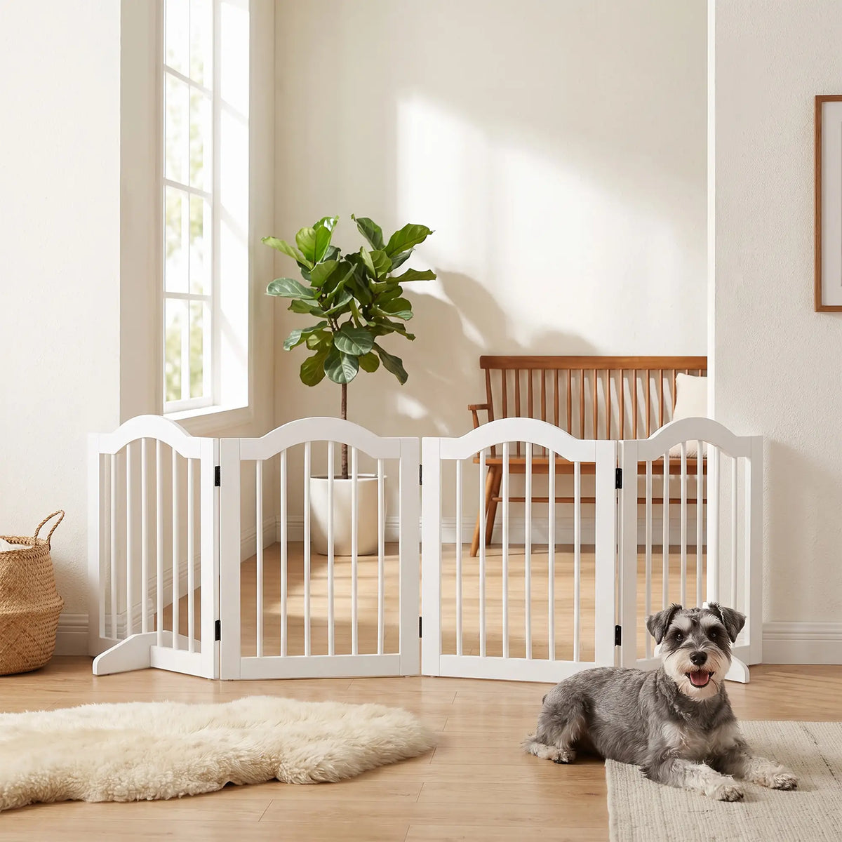 24"H Foldable 4-Panel Dog Gate Barrier, White Pet Gates at Gallery Canada