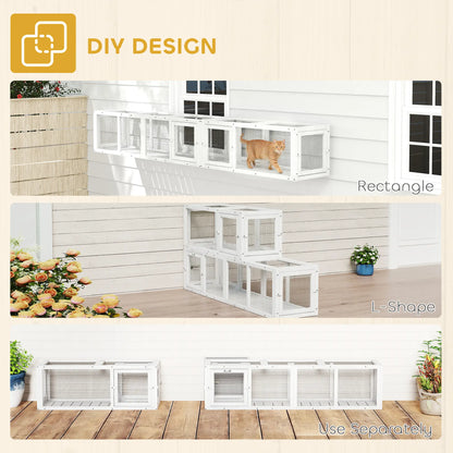 Cat Tunnel, Outdoor Enclosure, 98", 8 Doors, Combinable, White Outdoor Cat Enclosures at Gallery Canada