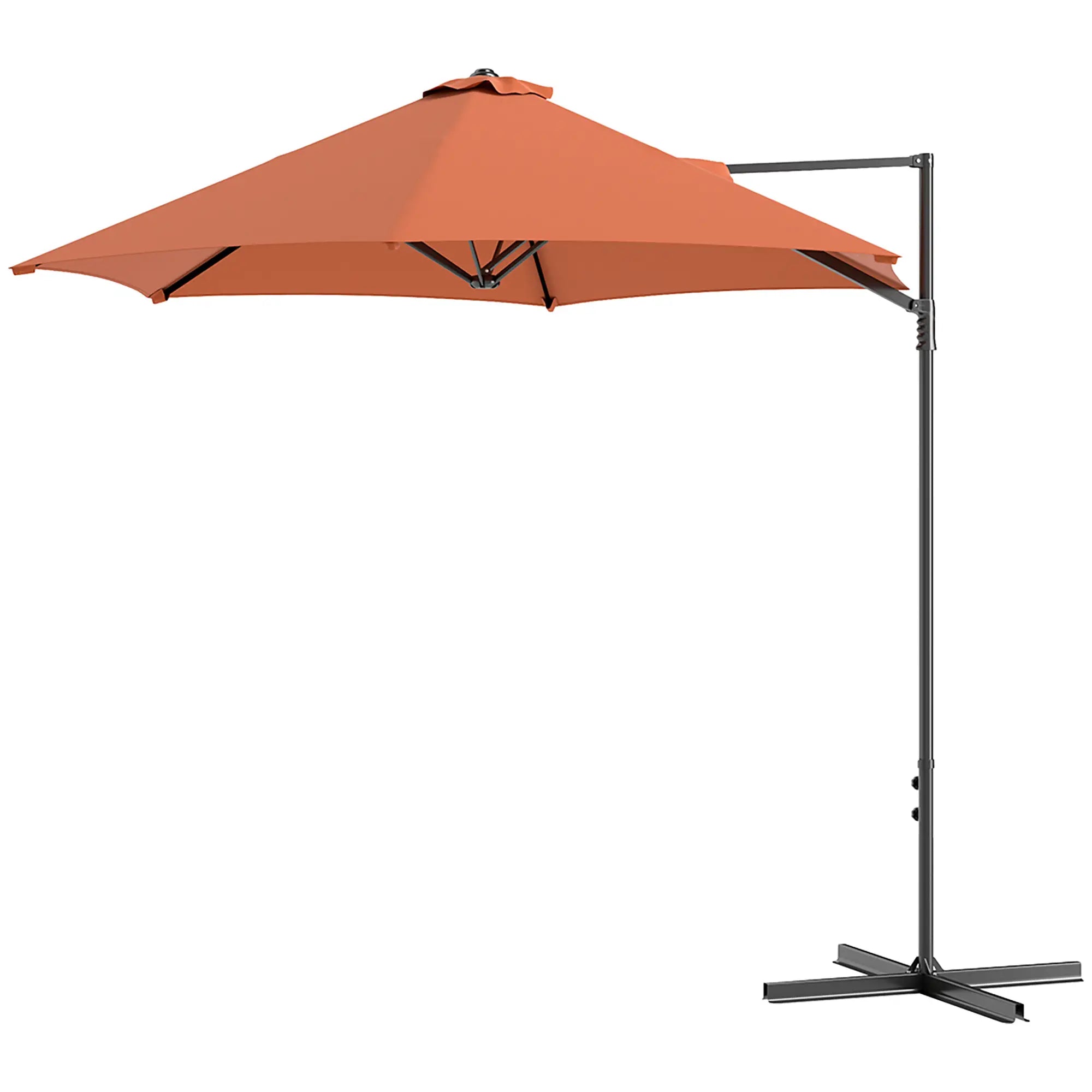 8.5FT Offset Patio Umbrella, 360° Rotation, Orange Offset Cantilever Umbrellas Orange at Gallery Canada