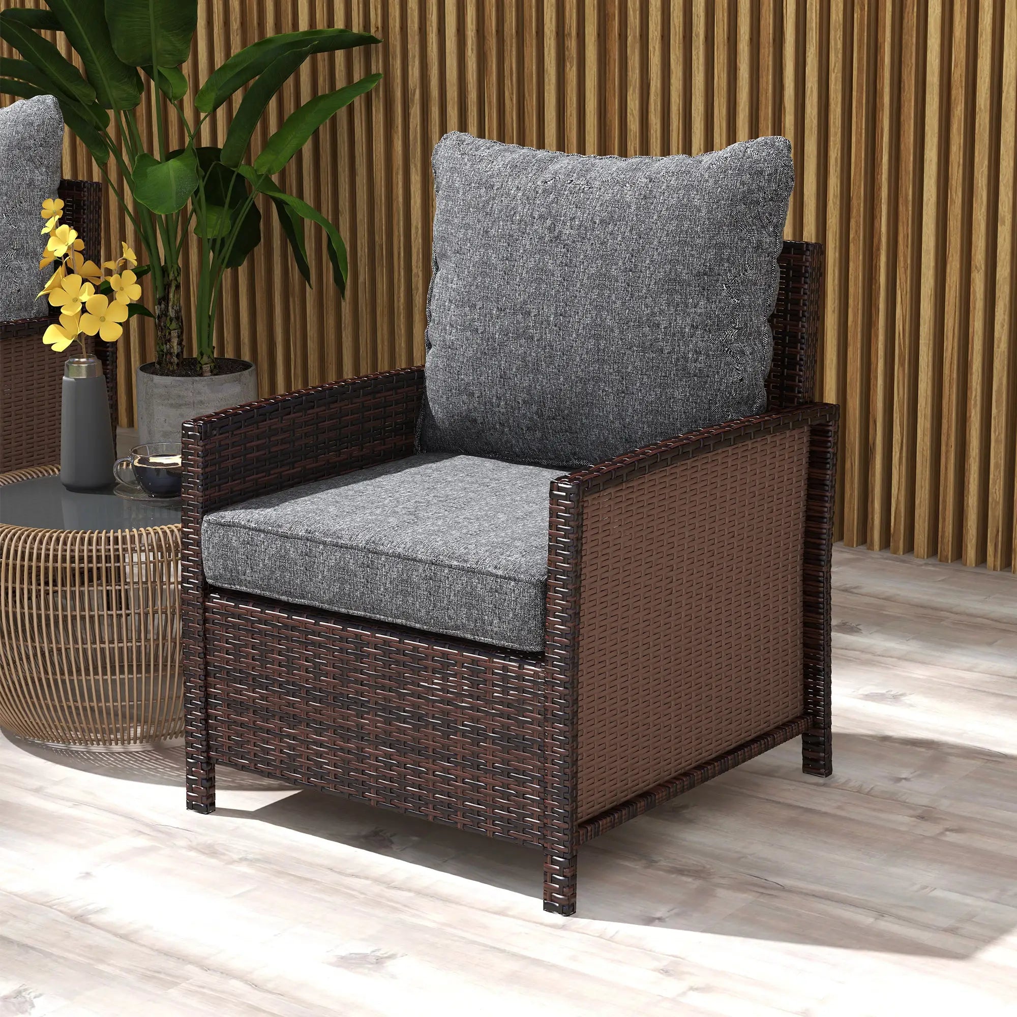 4-Piece Seat Cushion Pillows, Patio Chair Cushions with Back, Grey Patio Chair Cushions at Gallery Canada