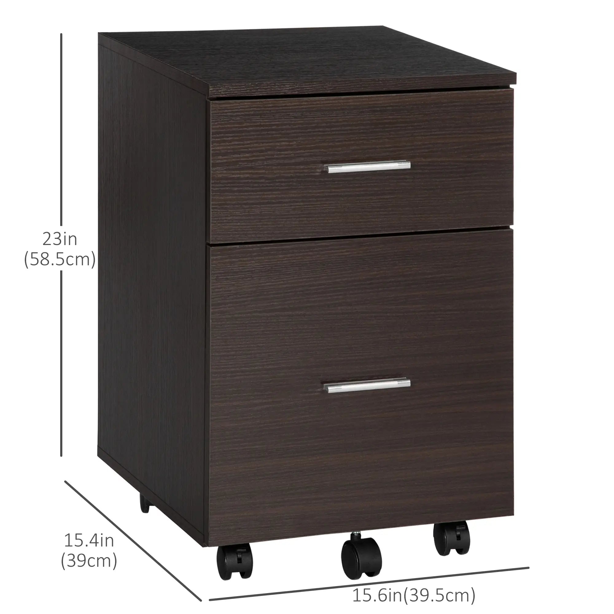Mobile Vertical File Cabinet, 2 Drawers, Wheels, Letter or A4, Brown Office Cabinets & Cupboards at Gallery Canada