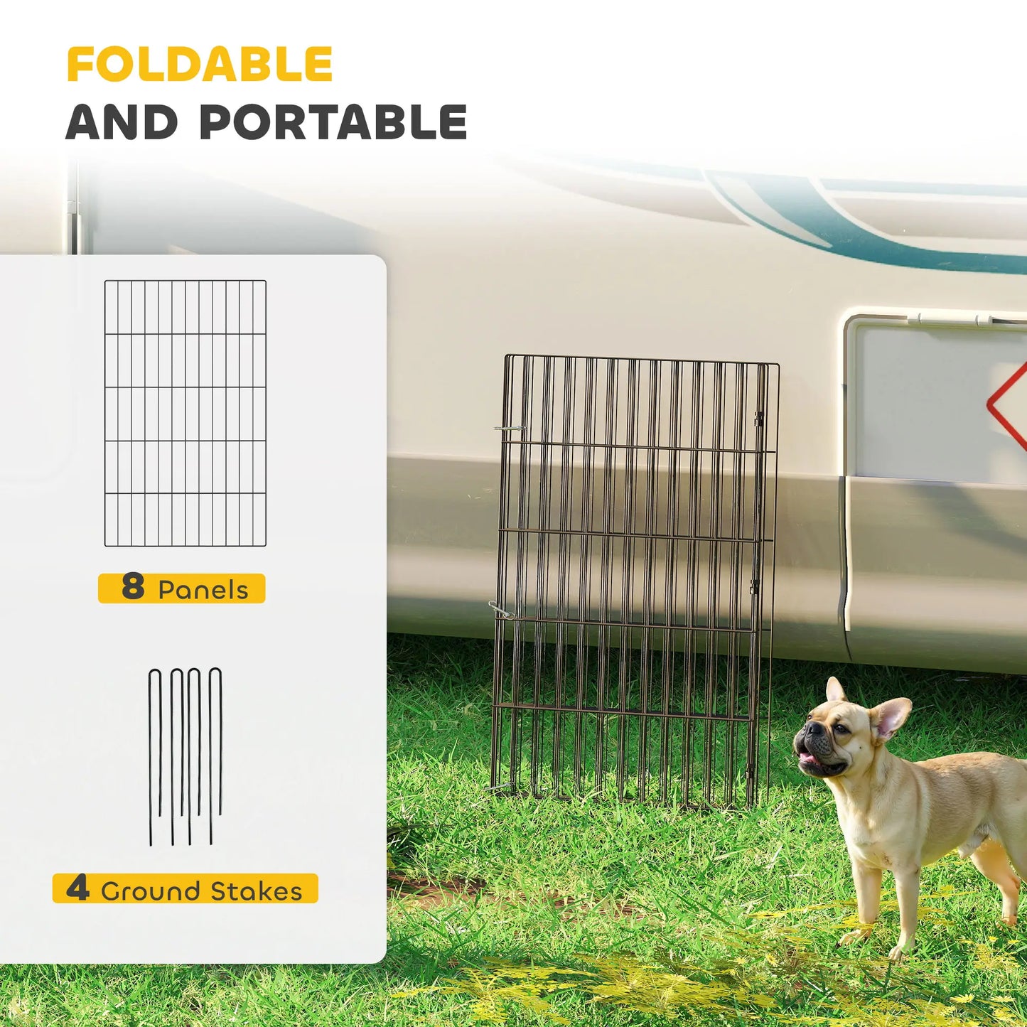 Foldable Metal Dog Playpen, Expandable Pet Fence, 20" x 32", 8 Panels, Black Dog PlayPens at Gallery Canada