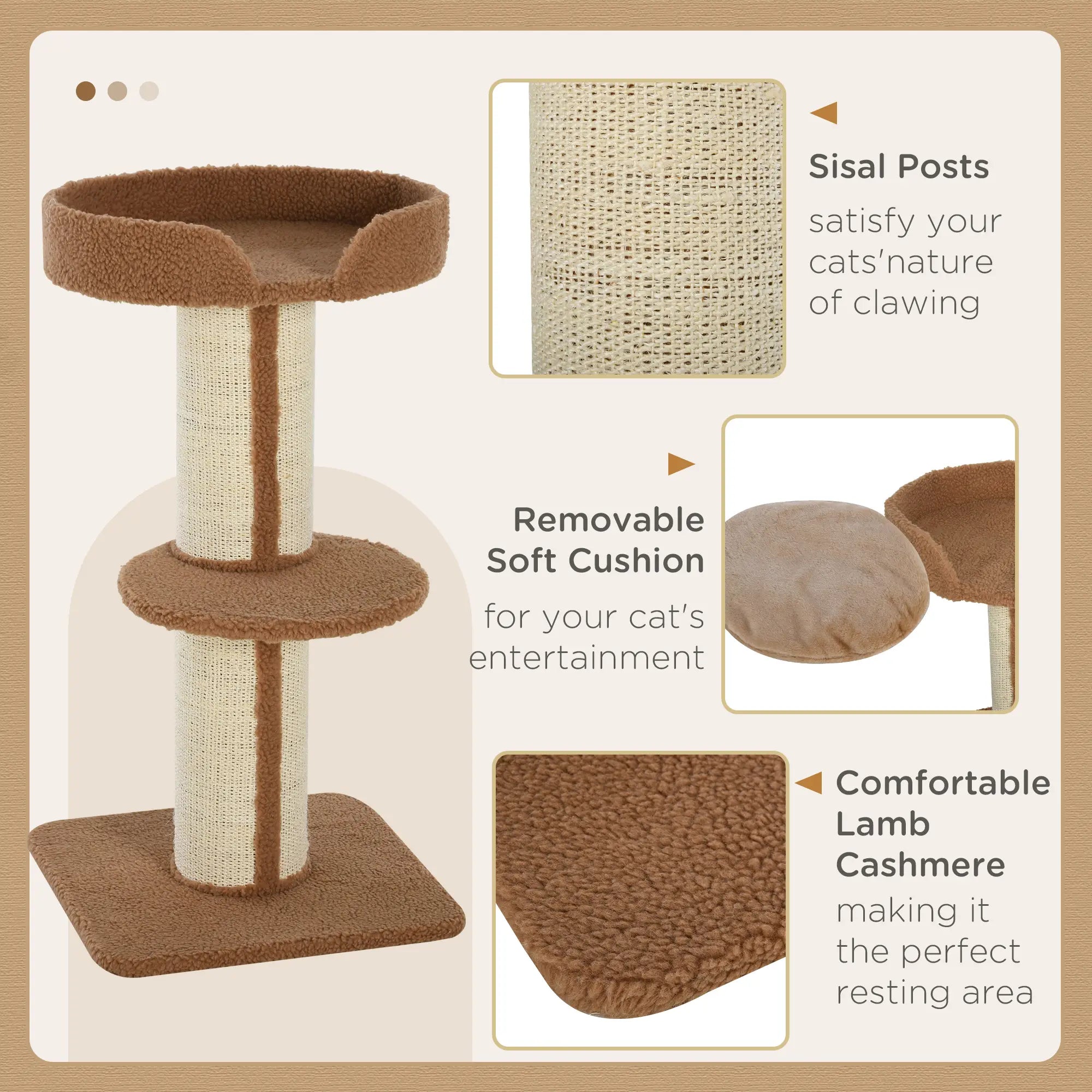 Cat Tree with Scratching Post, Bed, Cushion, Perch, 18
