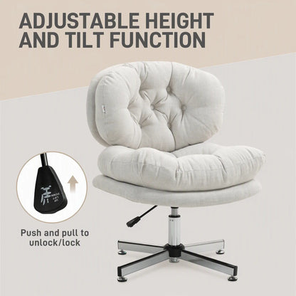 Armless Office Chair, Wide Padded Seat, Adjustable Height, Cream White Task Chairs at Gallery Canada