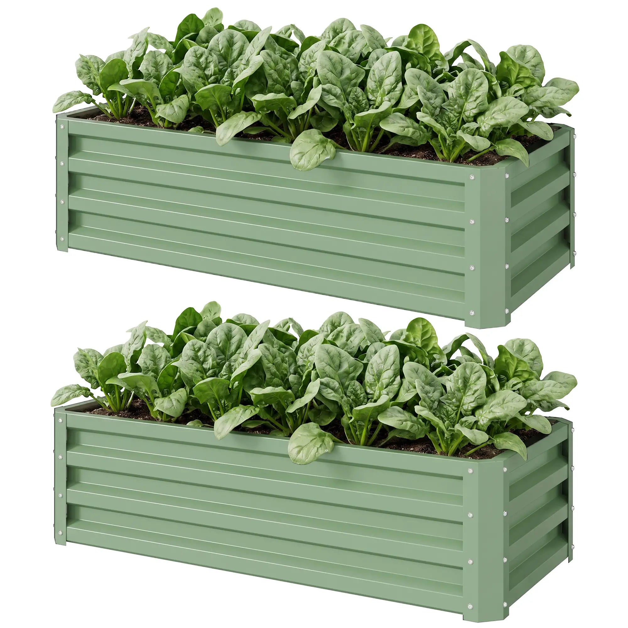 Galvanized Raised Garden Beds, Outdoor Planter Box Set, Light Green Galvanized Planter Boxes Light Green at Gallery Canada