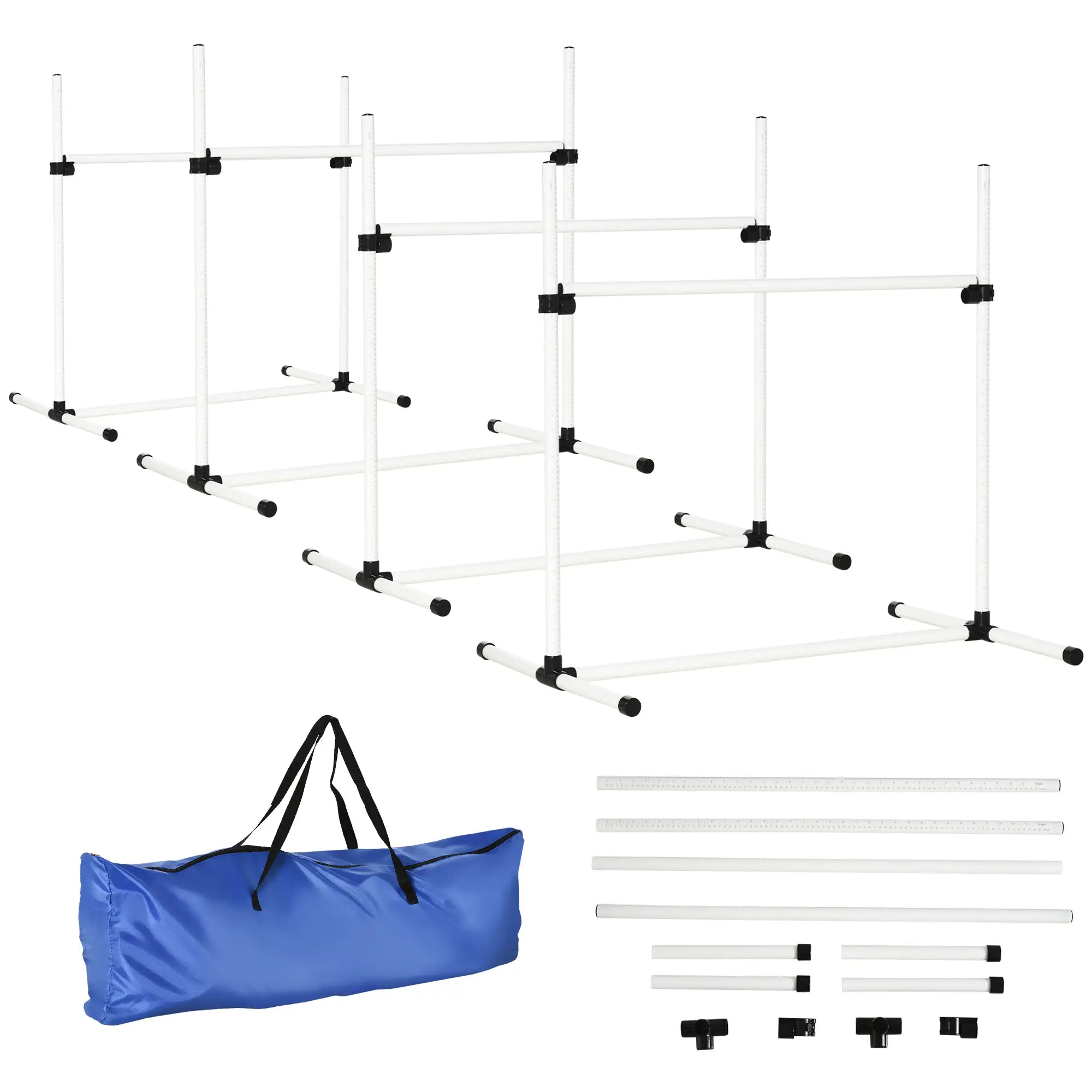 Set of 4 Dog Agility Training Jump Bars, Adjustable, White Dog Agility Training Equipment White at Gallery Canada
