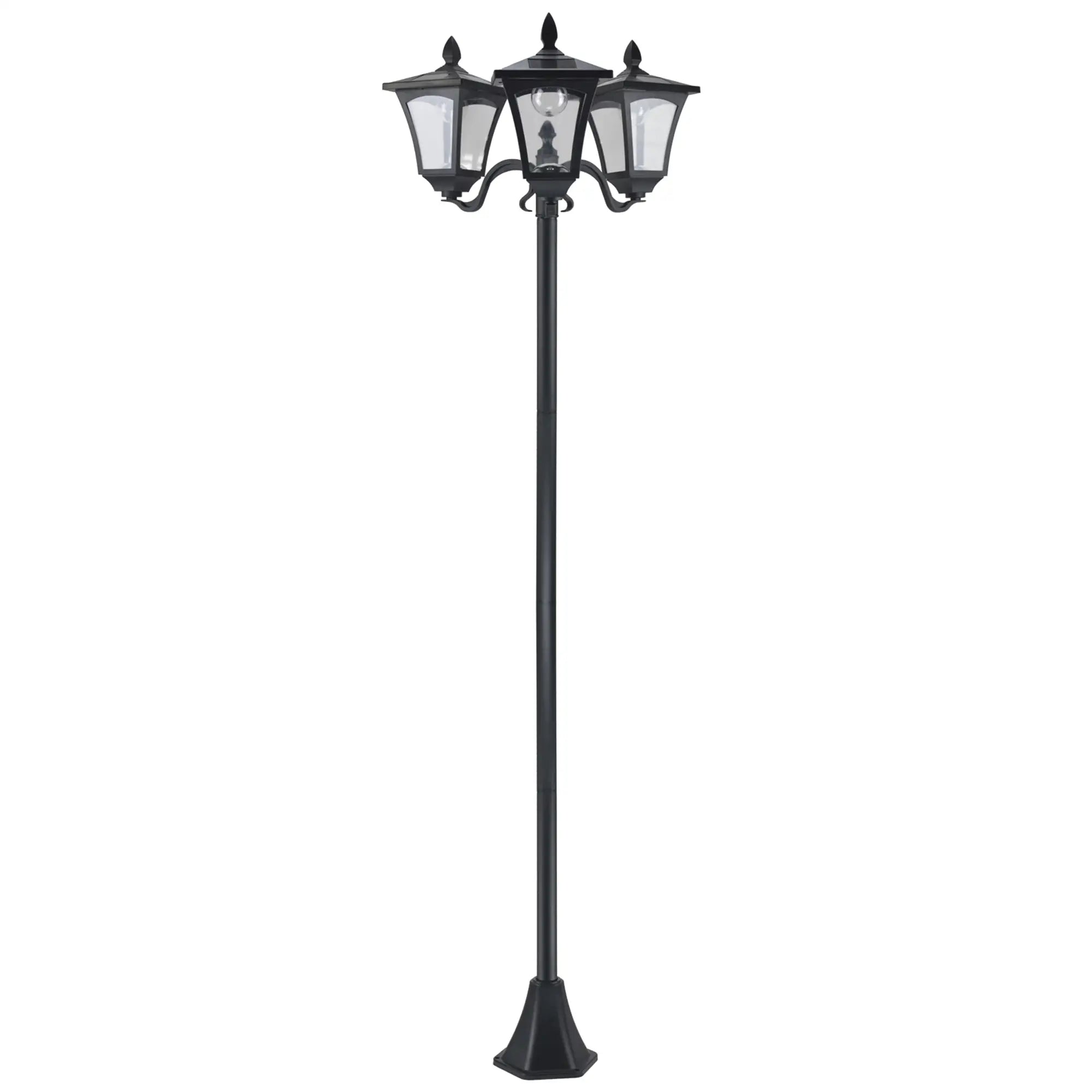 Triple Solar Lamp Post, LED Street Light, Vintage Outdoor, Waterproof, 72