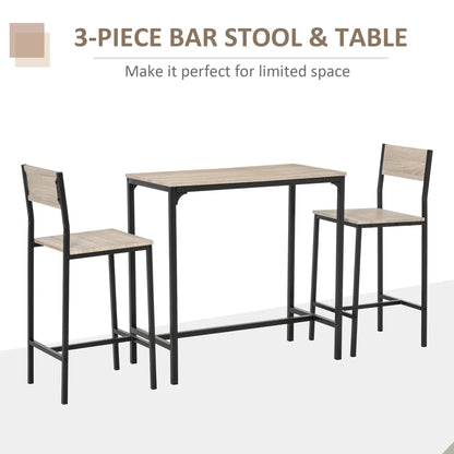 Industrial Bar Table Set, 3 Piece, 2 High Back Stools, Dining Set Bar Sets at Gallery Canada