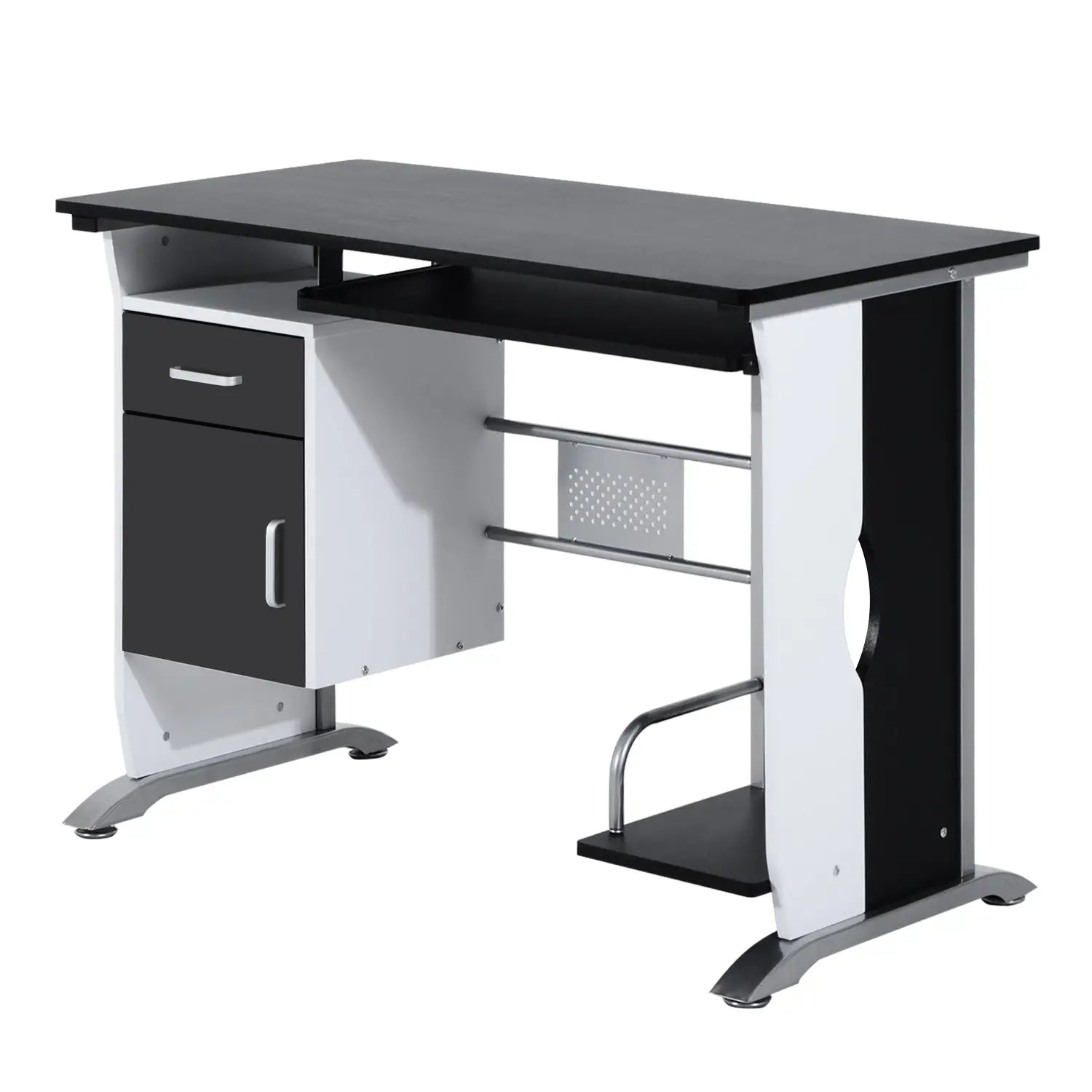 Computer Desk With Keyboard Tray, CPU Stand, Black and White Computer Desks at Gallery Canada