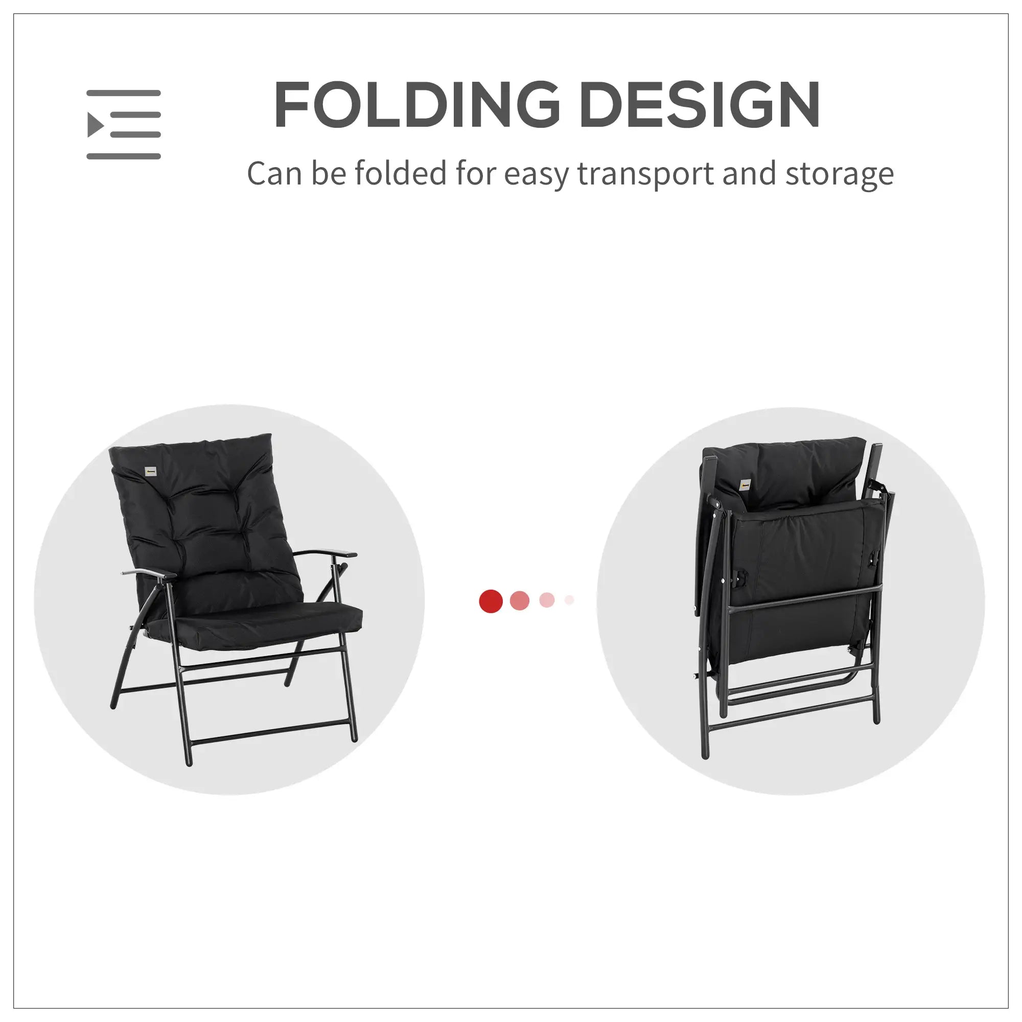 Foldable Lounge Chair Fabric Upholstered Recliner Outdoor Lounger, Black Patio Chairs at Gallery Canada