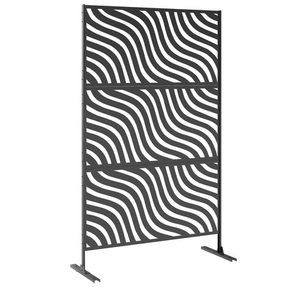 78" X 48" Metal Outdoor Privacy Screen, Freestanding Divider, Black Side Awnings at Gallery Canada