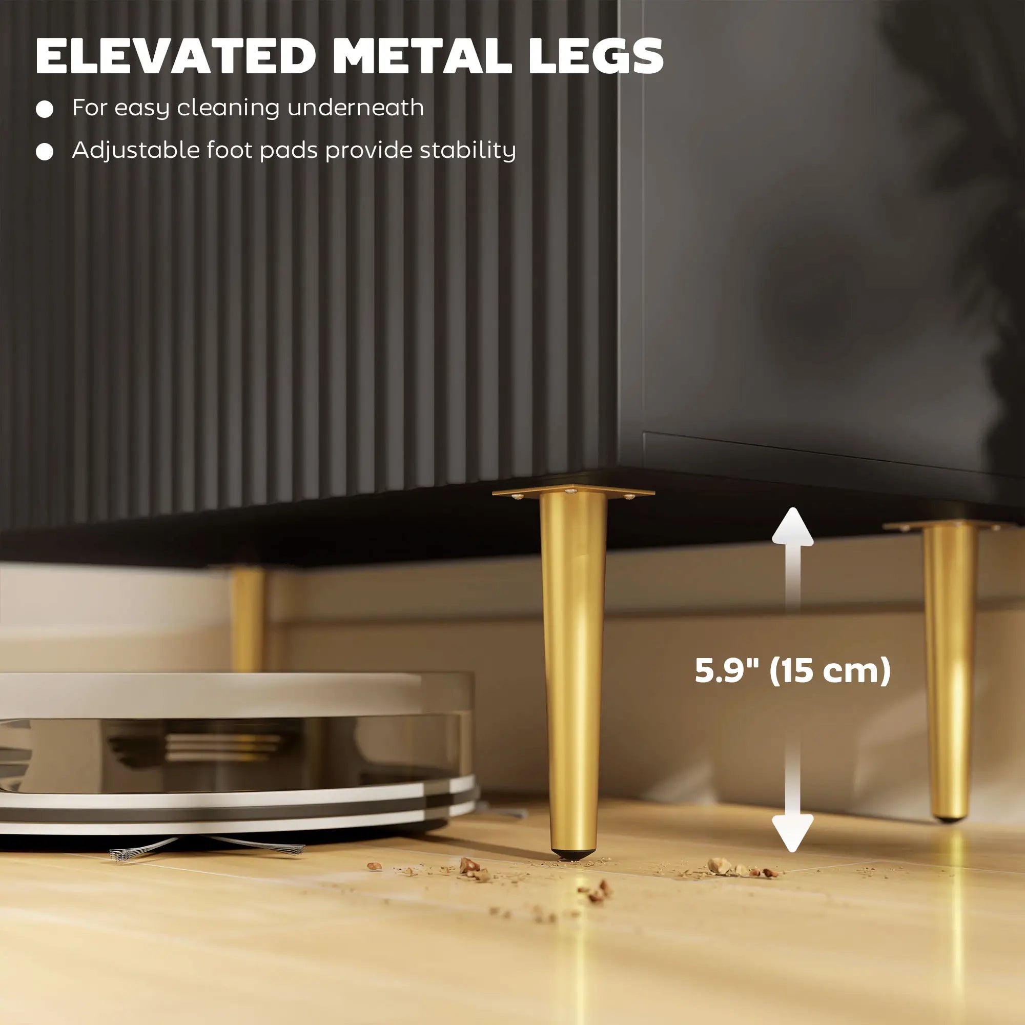 Modern Kitchen Storage Cabinet, Adjustable Shelves, Metal Legs, Black Bar Cabinets at Gallery Canada
