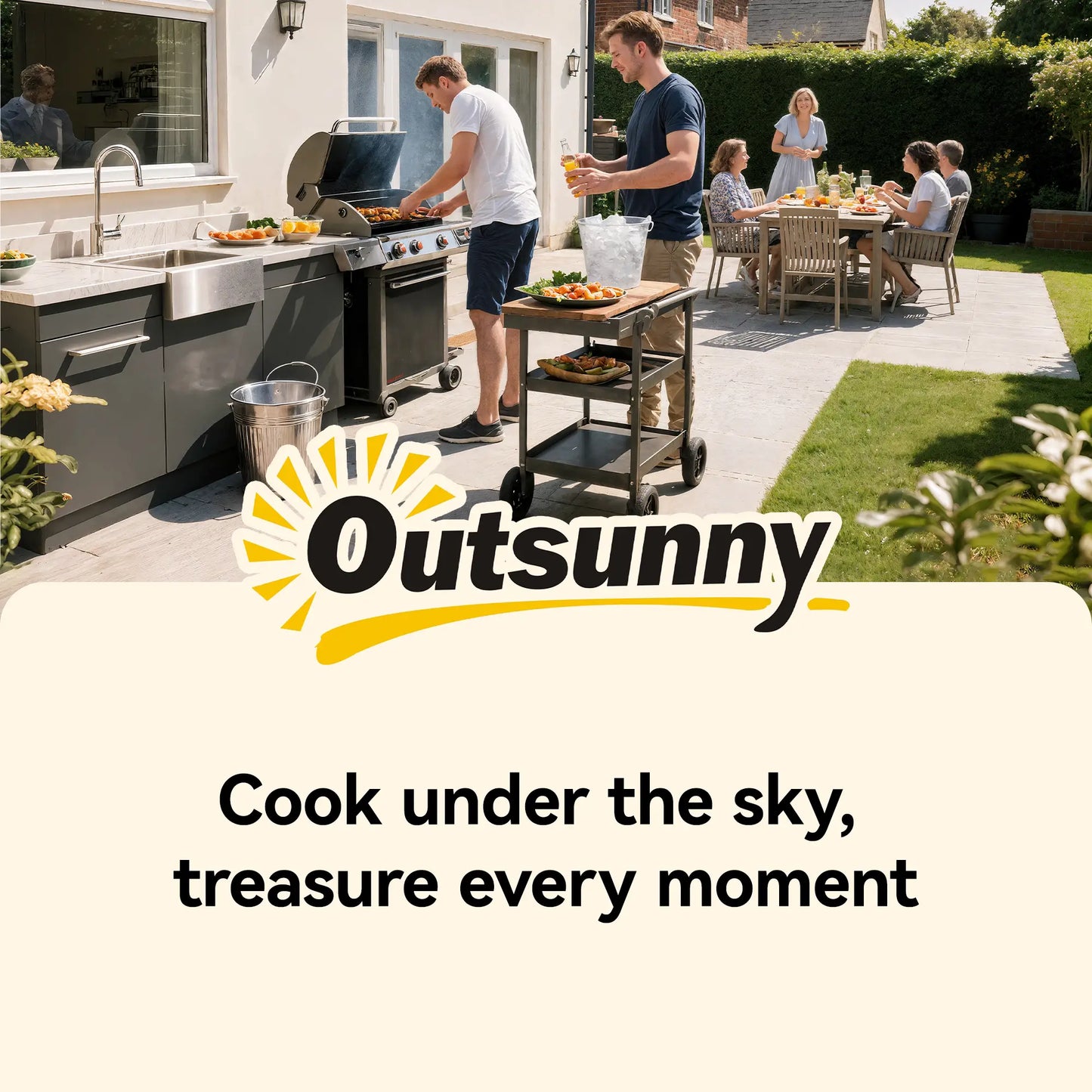 Outdoor Grill Cart, Stainless Steel Top, Three-Tier Pizza Oven Stand, Black Outdoor Grill Carts at Gallery Canada