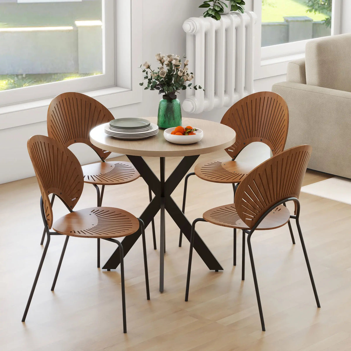 29" Round Dining Table, Steel Legs, Brown Bar Tables & Dining Tables at Gallery Canada