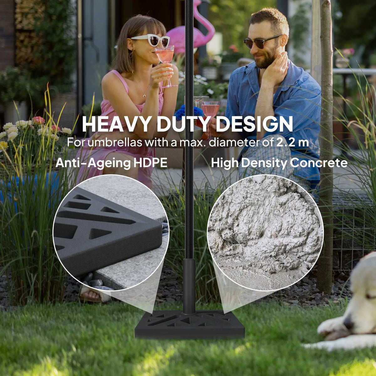 Umbrella Base, 33lbs HDPE Outdoor Stand with Cut-Out Design