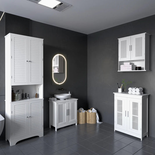 Wall Mount Bathroom Cabinet, 2 Door Storage Organizer with Shelf, White Wall Mounted Cabinets White at Gallery Canada