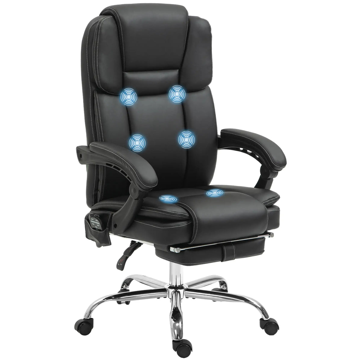Massage Office Chair, Reclining Executive Chair with Vibration, Footrest, High Back, Black Massage Chairs at Gallery Canada