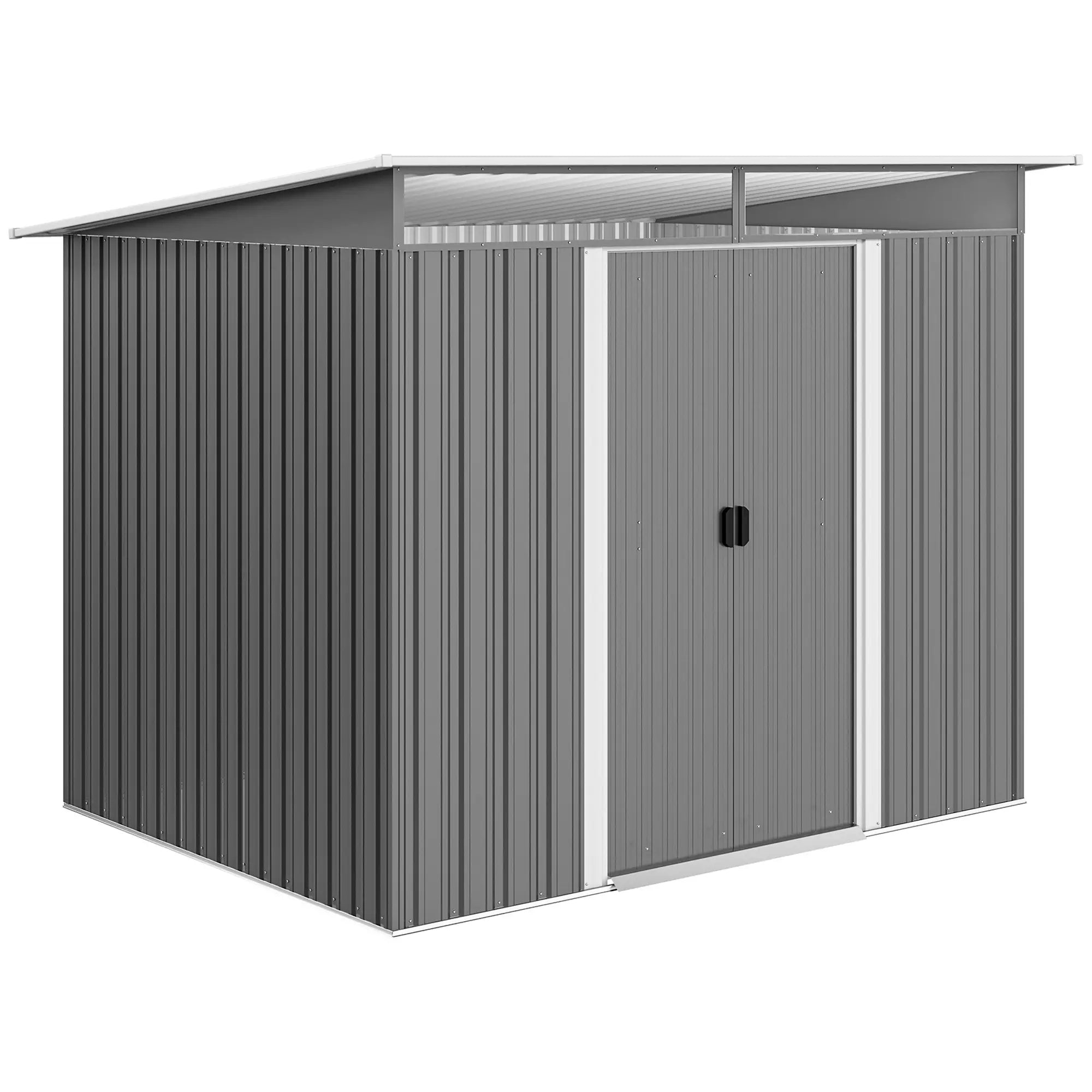 8.5' x 6' Metal Garden Shed, Utility Tool Storage, Grey Sheds Grey at Gallery Canada