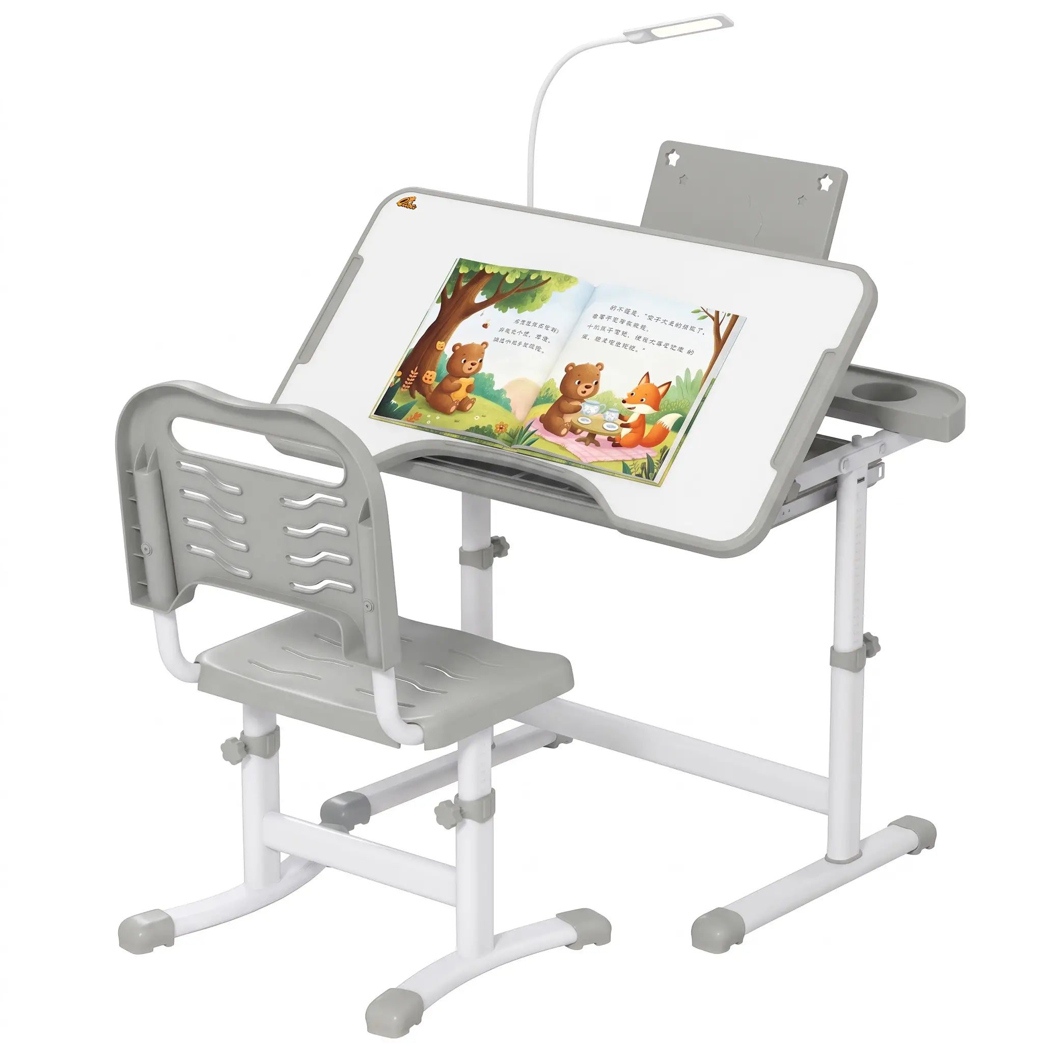 Adjustable Kids Desk and Chair Set, Student Study Table, Grey Kids Desk Sets at Gallery Canada