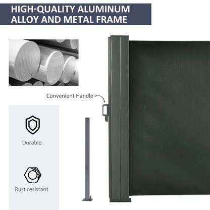 236" x 71" Outdoor Privacy Wall, Retractable Awning, Patio Screen, Grey Side Awnings at Gallery Canada