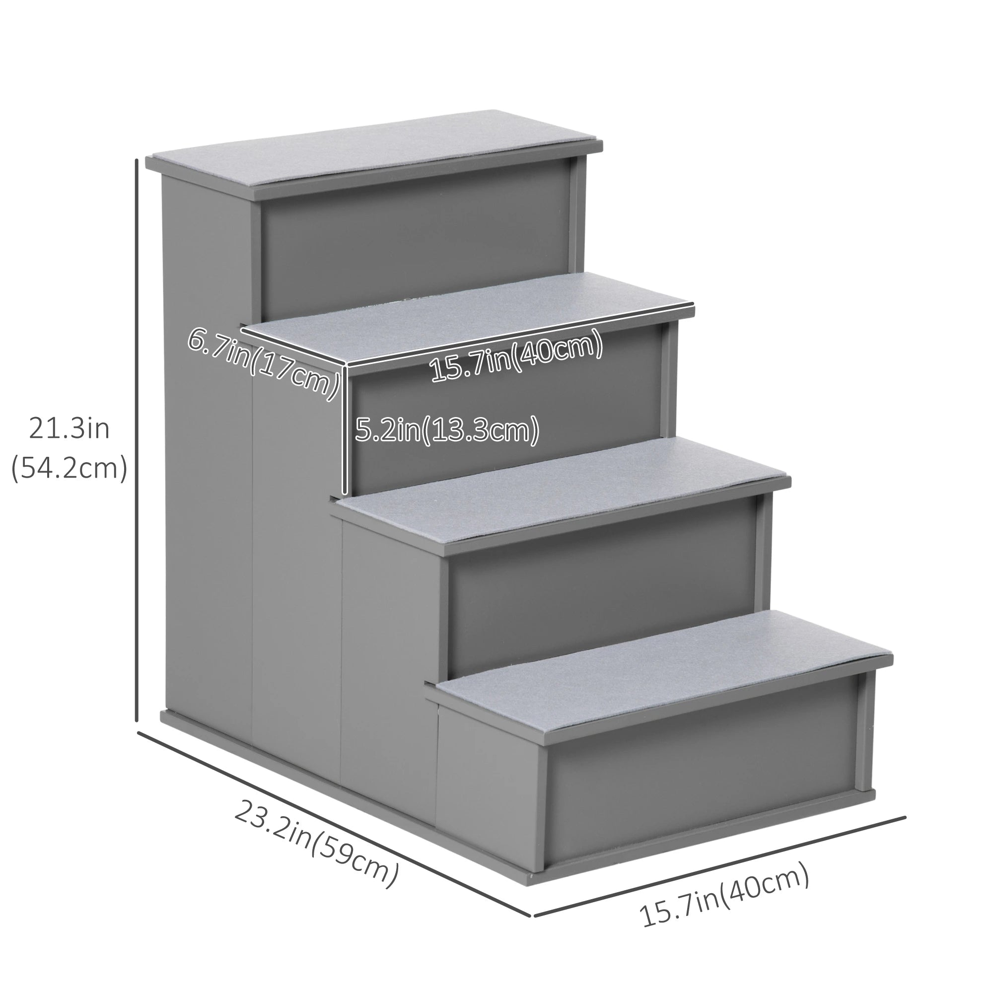 Dog Pet Stairs for Bed, Cat Ladder for Couch, Non-Slip Carpet, 15.7