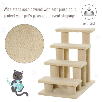 23.5" 4 Tier Pet Stairs, Dog Cat Step, Cream White Cat Stairs at Gallery Canada