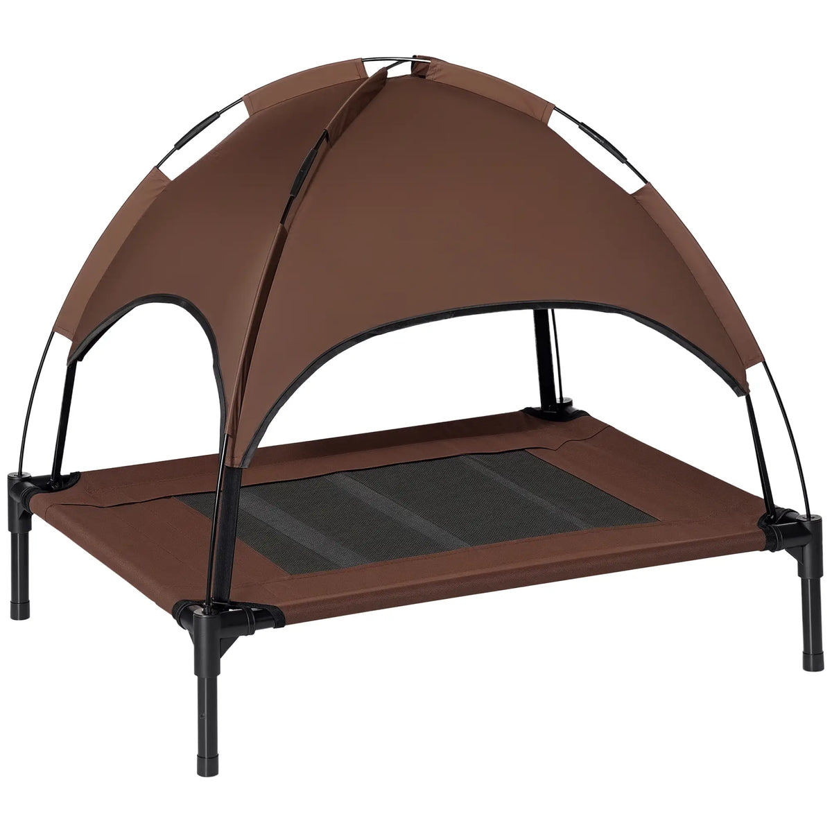 Elevated Dog Bed with Canopy, Portable Dog Cot, 30" x 24" x 29", Coffee Elevated Dog Beds Coffee, Black at Gallery Canada