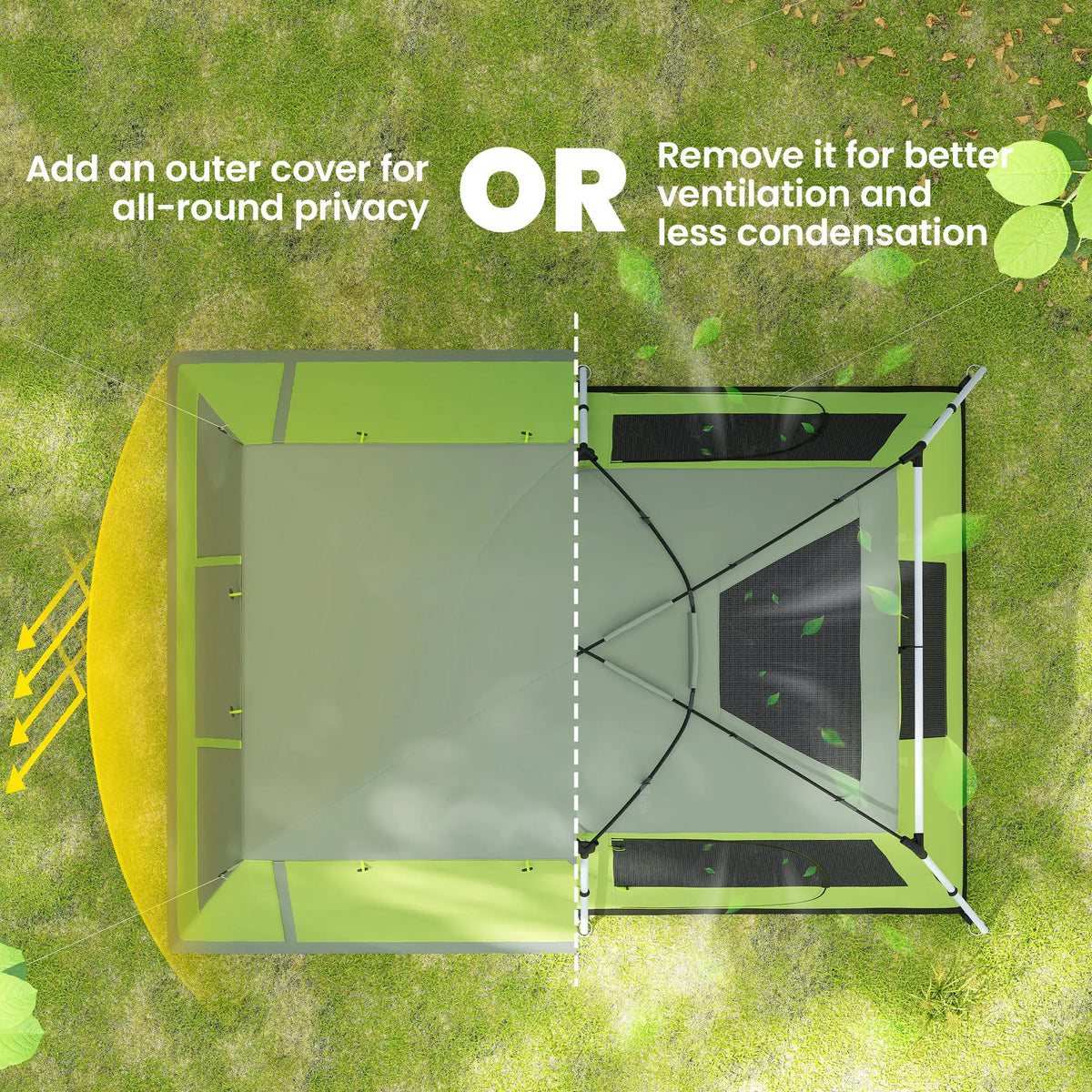 Tunnel Tent Camping Shelter, Two Rooms, Lamp Hook, Portable, Green Camping Tents at Gallery Canada
